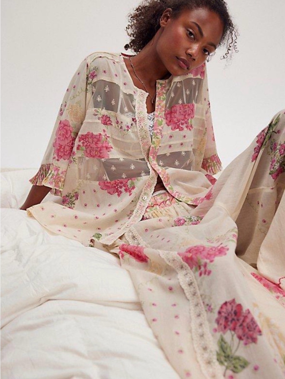 Free People Hey Lover Floral Printed Flowy Top - Picture 2 of 7